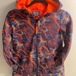 Disney Kids Hooded Zip Hoodie - Navy, Orange & Light Blue Circuit Print